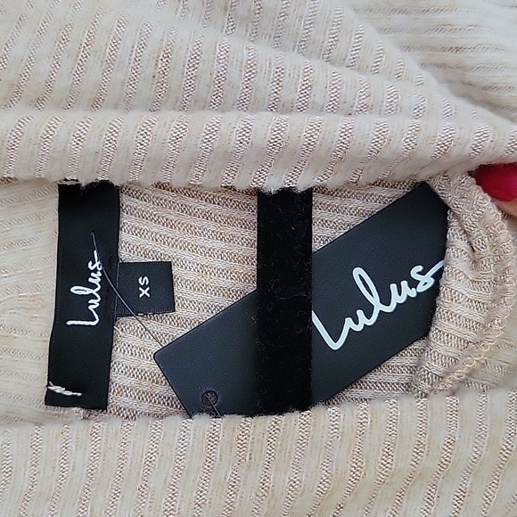 Lulus Size XS Tan All Set Ribbed Knit Backless Turtleneck Sweater NWT - Picture 4 of 6
